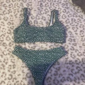 green and white shein swimsuit